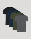 Core Premium Pima Crew Neck 4-Pack, sleek crew-neck T-shirts displayed fan-style.