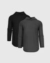 Black & Charcoal Gray Active Long Sleeve Hoodie 2-Pack, rounded hem design.