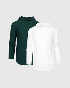 True ClassicHeather Evergreen & White Active Long Sleeve Hoodie 2-Pack