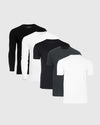 Core Sleeve Variety 5-Pack: Five plain crew-neck T-shirts, staggered display.