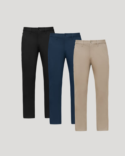 Lot de 3 pantalons chino droits Core