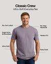 Classic Crew Ultra-Soft Tee: tailored fit, no-sag neckline, easy care.