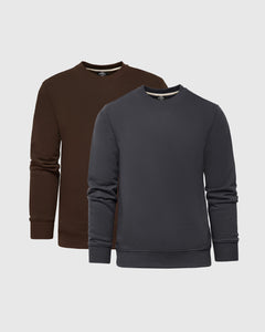 True ClassicDark Oak & Carbon Fleece Crew Sweatshirt 2-Pack