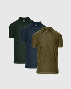 True ClassicDark Heather Active Polo 2.0 3-Pack