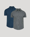 Dark Heather Navy & Charcoal Heather Gray Short Sleeve Comfort Knit Shirt 2-Pack laid flat.