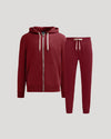 Dark Maroon Full Zip Fleece Hoodie & Jogger 2-Pack against neutral background.
