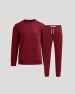 Dark Maroon Pullover Fleece Crew & Jogger 2-Pack