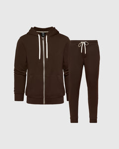 True ClassicDark Oak Fleece Zip Hoodie and Jogger Set