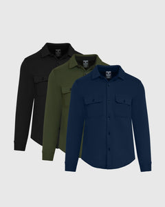 True ClassicBlack, Dark Olive & Navy Fleece Shirt Jacket 3-Pack