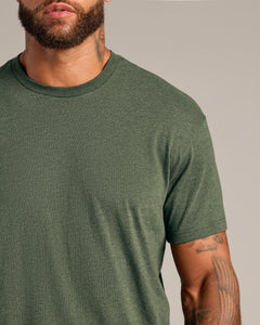 True ClassicDark Heather Olive Short Sleeve Crew Neck Tee