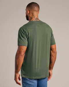 True ClassicDark Heather Olive Short Sleeve Crew Neck Tee