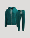 Deep Emerald Full Zip Fleece Hoodie & Jogger 2-Pack with drawcords.