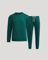 Deep Emerald Pullover Fleece Crew & Jogger 2-Pack featuring ribbed cuffs.