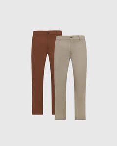 True ClassicEarth Tones Slim Comfort Chino Pants 2-Pack