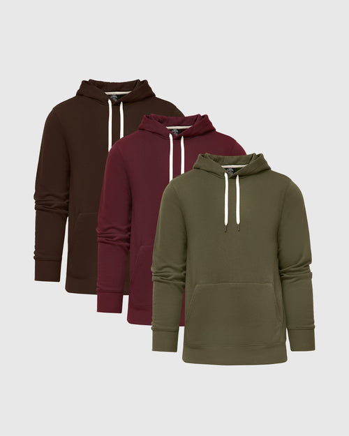 Earth Tones Fleece French Terry Pullover Hoodie 3-Pack