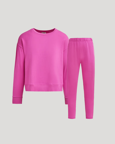 Pullover Crew & Jogger Set - Electric Fuchsia