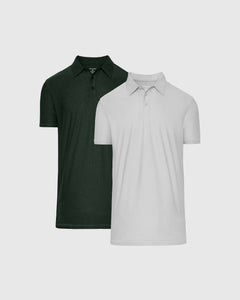 True ClassicForest & Light Gray Tall Active Polo 2-Pack