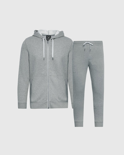 Pack de 2 sudaderas con capucha y cremallera completa gris jaspeado medio Set