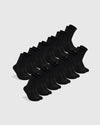 Black Half Crew Socks 12-Pack neatly displayed, showcasing seamless toe and contour seam.