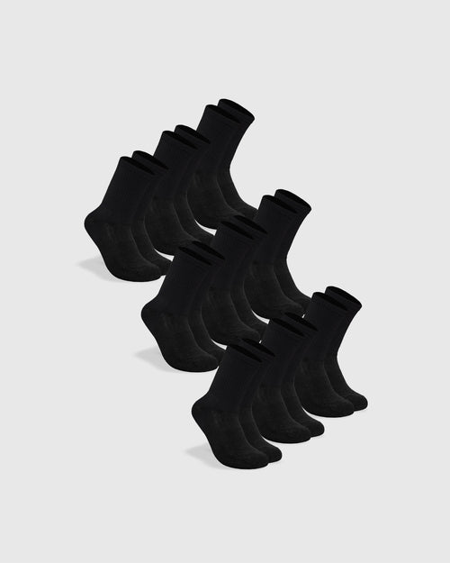 Black Half Crew Socks 9-Pack