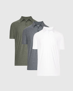 True ClassicHeather Active Polo 3-Pack