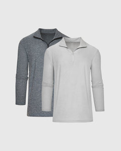 True ClassicHeather Navy & Light Heather Gray Active Quarter Zip 2-Pack