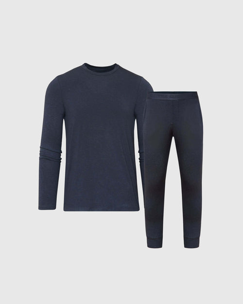 Heather Navy Loungewear Long Sleeve Tee And Jogger Set