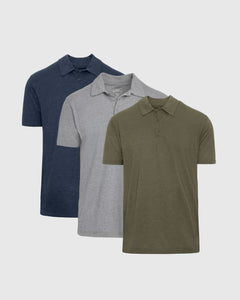 True ClassicHeathers Short Sleeve Polo 3-Pack