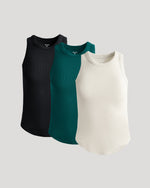 Womens Ribbed High Neck Tank 3-Pack