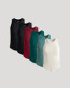 Womens Ribbed High Neck Tank 6-Pack displayed in a fan arrangement.