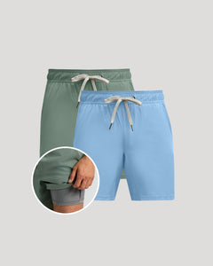 True ClassicJuniper & Coast Active Quick Dry Short 2-Pack with built-in liner.