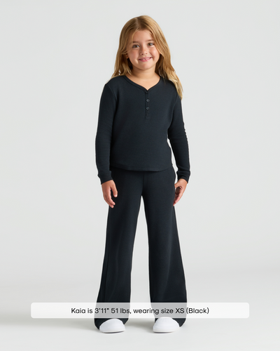 Girls Long Sleeve Boxy Waffle Henley