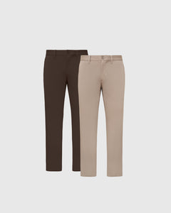 True ClassicKhaki & Dark Oak Straight Twill Chino 2-Pack