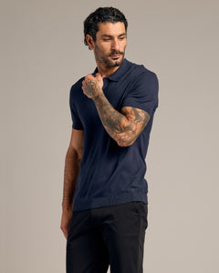 True ClassicNavy Short Sleeve Sweater Polo