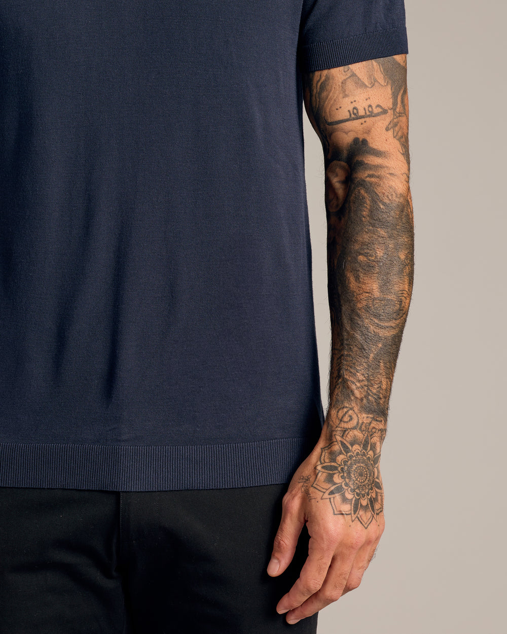 Navy Short Sleeve Sweater Polo