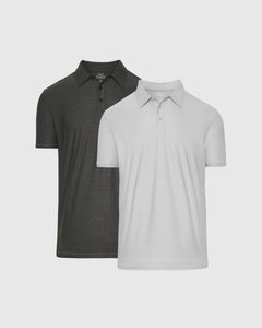 True ClassicLight and Charcoal Heather Gray Active Polo 2.0 2-Pack