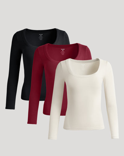 Ribbed Long Sleeve Scoop Neck