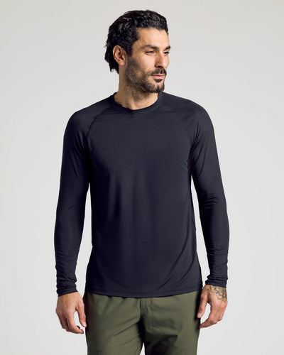 Active Mesh Long Sleeve Crew Neck - Black