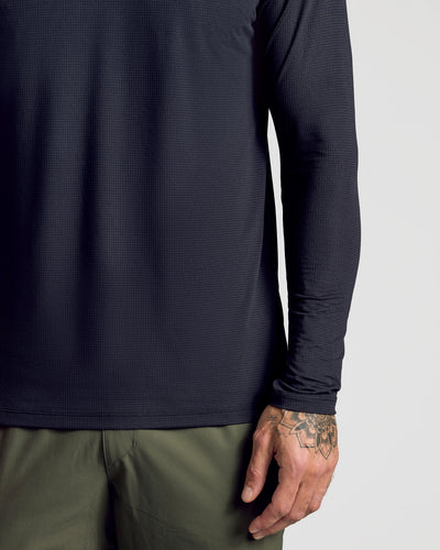 Active Mesh Long Sleeve Crew Neck - Black