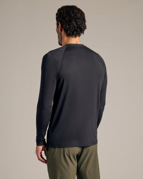 Black & Navy Long Sleeve Active Mesh Crew 2-Pack