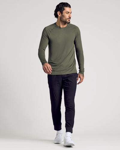 Active Mesh Long Sleeve Crew Neck - Kelp