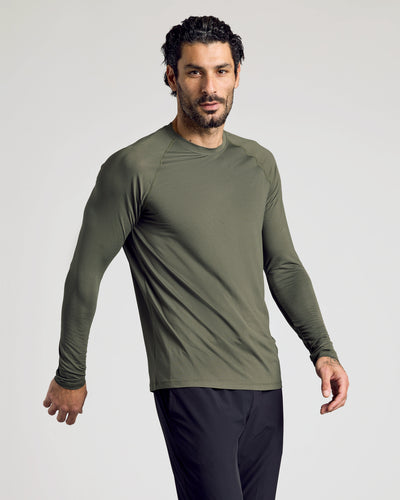 Active Mesh Long Sleeve Crew Neck - Kelp