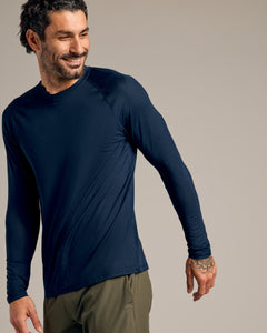 True ClassicNavy Long Sleeve Active Mesh Crew