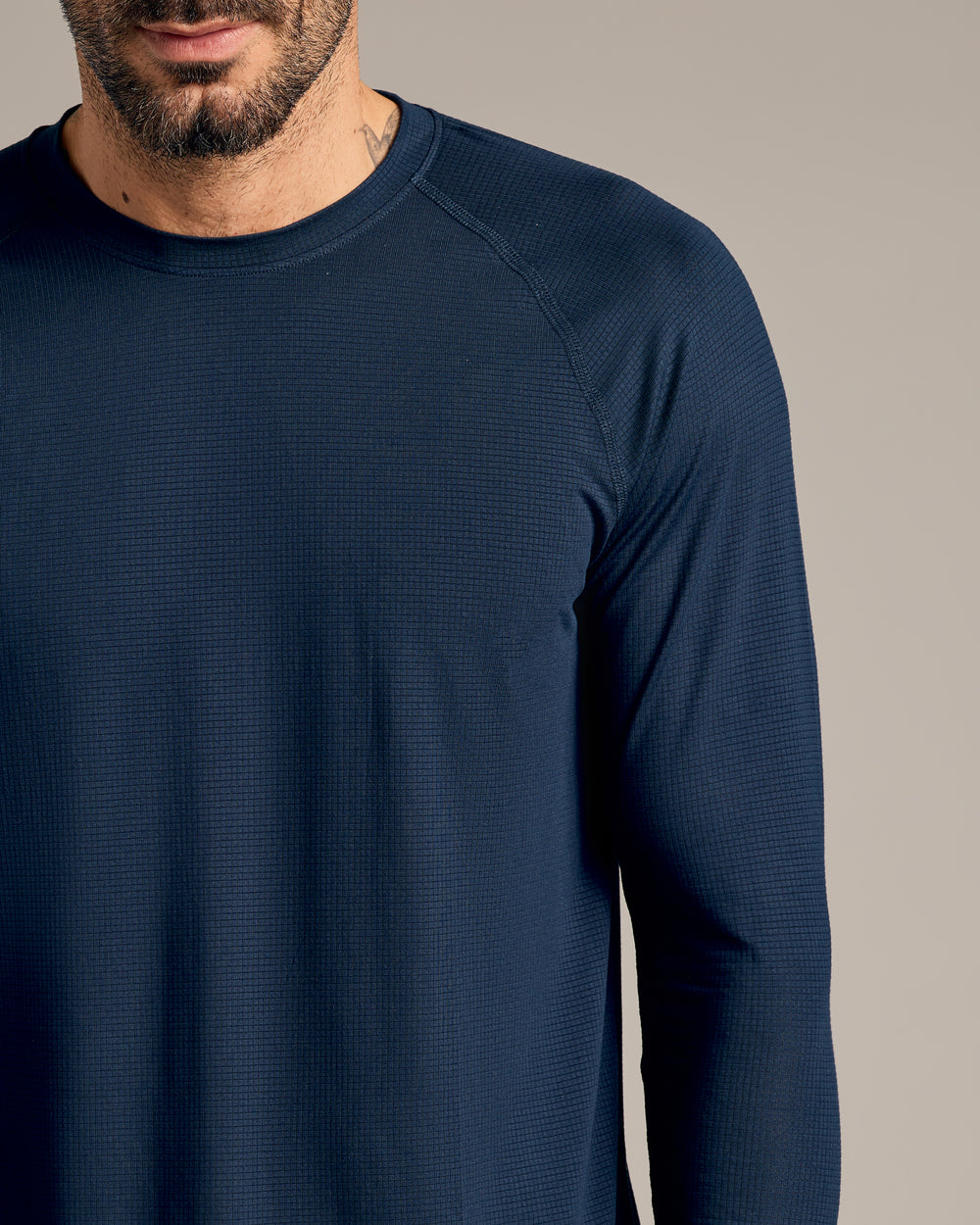 Navy Long Sleeve Active Mesh Crew