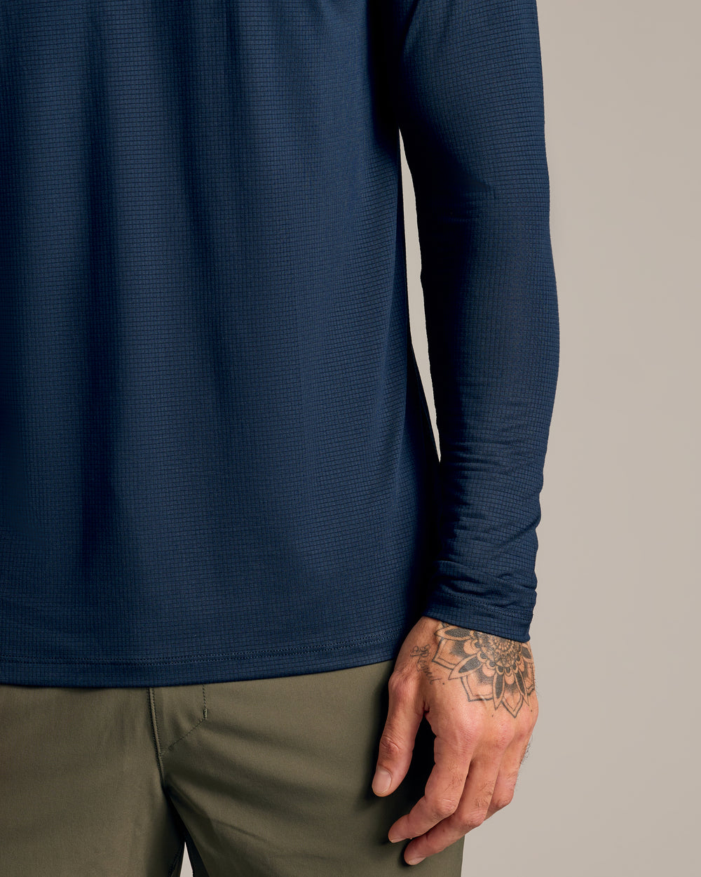 Navy Long Sleeve Active Mesh Crew