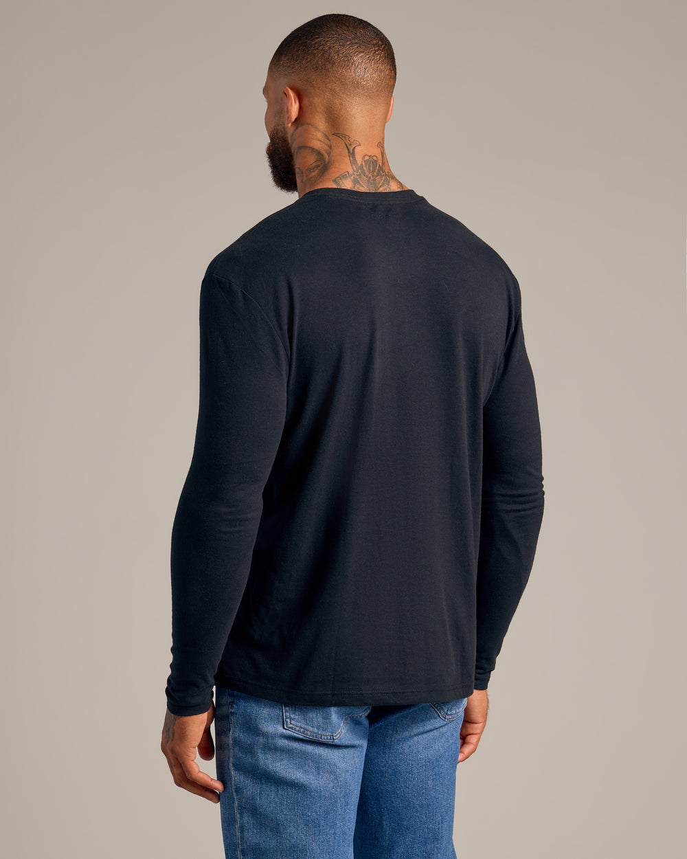 Black Long Sleeve Crew Neck Tee