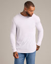 Earth Tones Variety 6-Pack: Model in white long-sleeve tee, blue jeans.