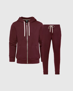 True ClassicMahogany Fleece Zip Hoodie and Jogger Set