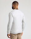 Light Heather Gray Marled Crew Neck Sweater worn by man, back view.