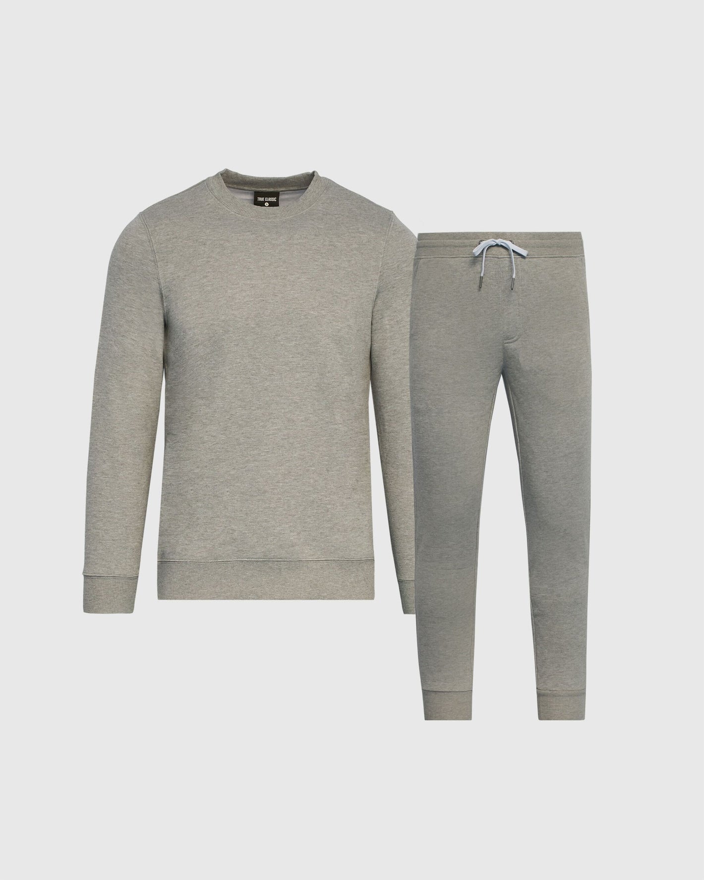 Dark Heather Gray Pullover Fleece Crew & Jogger 2-Pack loungewear set.
